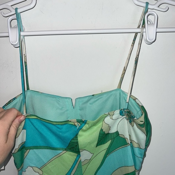 Vintage Y2K green floral midi dress medium - Picture 10 of 11